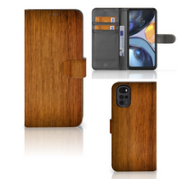 Motorola Moto G22 Book Style Case Donker Hout