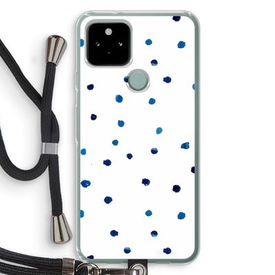 Blauwe stippen: Pixel 5 Transparant Hoesje met koord