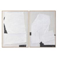 Schilderij Home ESPRIT Wit Zwart Beige Abstract 103 x 4,3 x 143 cm (2 Stuks)