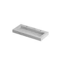 INK Pitch Wastafel Keramische Slab Centraal met Drain en Front en Side Skirts 2 Kraangaten - 1000x450x90 mm - Calacatta Mat