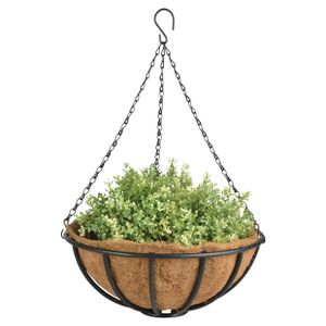 Metalen hanging basket / plantenbak zwart met ketting 35 cm - hangende bloemen - Plantenbakken