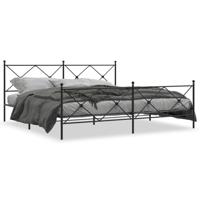 Bedframe met hoofd- en voeteneinde metaal zwart 193x203 cm