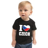 I love Czech / Tsjechie landen shirtje zwart voor babys 80 (7-12 maanden)  -