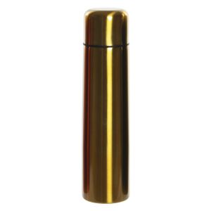RVS thermosfles/isoleerfles goud met drukdop 920 ml   -