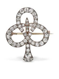 Pragnell Vintage broche en or 15ct et argent sertie de diamants (1837-1890)