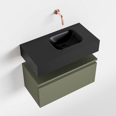 Toiletmeubel Mondiaz Andor | 60 cm | Meubelkleur Army | Lex vrijhangend wastafel Urban Rechts | Zonder kraangat