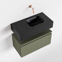 Toiletmeubel Mondiaz Andor | 60 cm | Meubelkleur Army | Lex vrijhangend wastafel Urban Rechts | Zonder kraangat