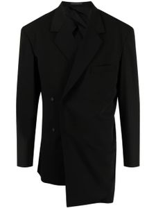 Yohji Yamamoto blazer drapé à boutonnière croisée - Noir