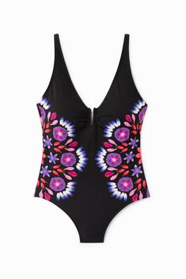 Badpak met gebloemde mandala-print - BLACK - M