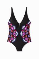 Badpak met gebloemde mandala-print - BLACK - S