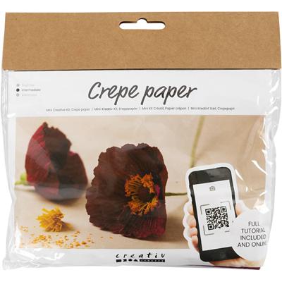 Creativ Company Mini hobbyset crêpepapier, klaprozen, crêpe-verhouding: 180%, 105 gr, 1 doos