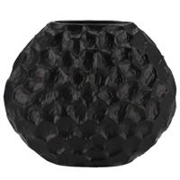 DK Design Bloemenvaas Inga Jada - plat model - zwart - 25,5 x 12 cm - moderne vaas - schub motief