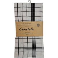 Handdoek Christelle, ft 50 x 70 cm, geruit, wit, pak van 3 stuks