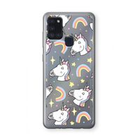 Rainbow Unicorn: Samsung Galaxy A21s Transparant Hoesje