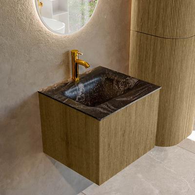 Badmeubel Mondiaz Kurve-Dlux | 50 cm cm | Meubelkleur Dusk | Wastafelkleur Lava | Solid surface | Wasbak midden spoelbak | 1 kraangat
