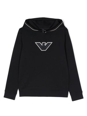 Emporio Armani Kids hoodie à logo brodé - Bleu