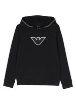 Emporio Armani Kids hoodie à logo brodé - Bleu