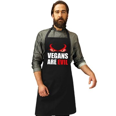 Vegans are evil barbecueschort/ keukenschort zwart heren Vegans are evil barbecueschort/ keukenschort zwart heren