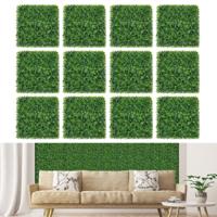 Verpakking van 12 Kunstmatige Buxuspanelen Muurhaagpanelen 50 x 50 cm Kunstmatige Polyethyleen Haag voor Binnen Buiten