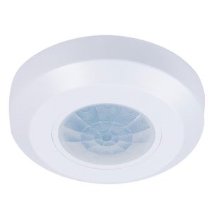 PIR bewegingssensor met schemerschakelaar 360° bereik 8 meter Maximaal 200 Watt IP20 opbouw kleur wit