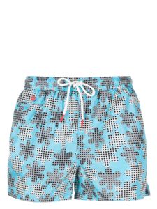 Kiton short de bain à fleurs - Bleu