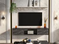 Tv-meubel met wandplank ELIAME 2 deuren marmer zwart