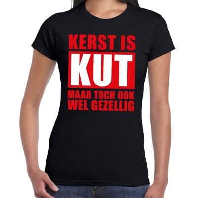 Foute Kerst t-shirt - Kerst is kut maar toch ook wel gezellig - zwart - voor dames - kleding Foute Kerst t-shirt - Kerst is kut maar toch ook wel gezellig - zwart - voor dames - kleding