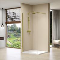Inloopdouche Van Rijn Products Vaste Wand 87-89 x 200 cm Helder Glas Stabilisatiestang en Gouden Muurprofiel van Rijn