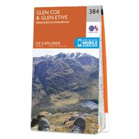 Wandelkaart - Topografische kaart 384 OS Explorer Map Glen Coe & Glen - thumbnail