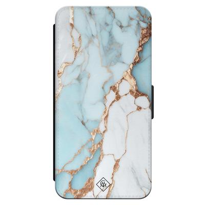 iPhone 16 flipcase - Marmer lichtblauw