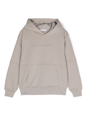Calvin Klein Kids hoodie à logo brodé - Gris