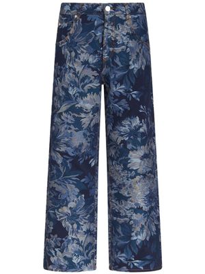 ETRO jean ample à fleurs en jacquard - Bleu