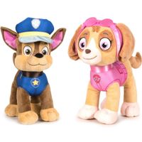 Paw Patrol knuffels set van 2x karakters Chase en Skye 27 cm