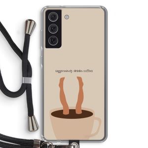 Aggressively drinks coffee: Samsung Galaxy S21 FE Transparant Hoesje met koord