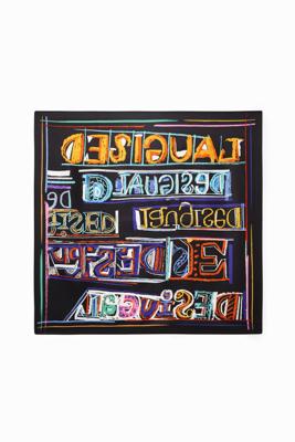 Vierkante sjaal met tekeningen - BLACK - U