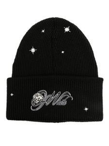 Off-White bonnet à ornements en cristal - Noir