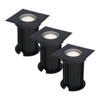 Set van 3 Ramsay LED Grondspots Vierkant - Dimbaar - GU10 - 6500K daglicht wit - 4 Watt 345 Lumen - Tuinspot - Zwart - IP67 waterdicht - Overrijdbaar voor de Oprit, Tuin en Terras