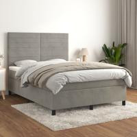 Boxspring met matras fluweel lichtgrijs 140x190 cm