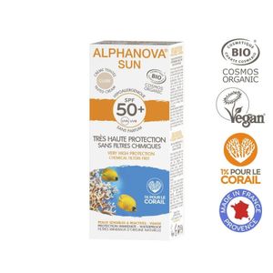 Alphanova Sun Sun getinte zonnebrand SPF50 tegen zonne allergie (50 gr)