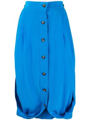 QUIRA jupe boutonnée en soie à taille haute - Bleu