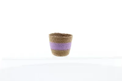 van der Leeden plantenmand seagrass 10x9cm natural/purple