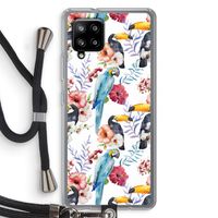 Bloemen tukan: Samsung Galaxy A42 5G Transparant Hoesje met koord