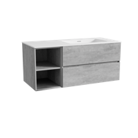 Storke Edge zwevend badmeubel 120 x 52 cm beton donkergrijs met Mata asymmetrisch rechtse wastafel in solid surface mat wit - thumbnail