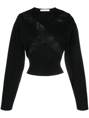 Genny t-shirt en coton à empiècements transparents - Noir