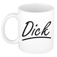 Naam cadeau mok / beker Dick met sierlijke letters 300 ml - thumbnail