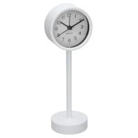 Tafelklok staand - metaal - wit - 22 cm- pilaarklok - kinderkamer klokje