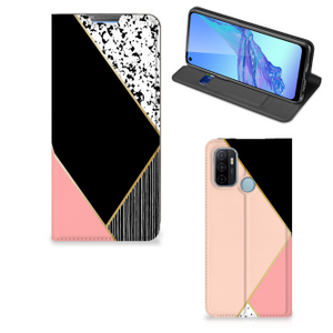 OPPO A53 | A53s Stand Case Zwart Roze Vormen