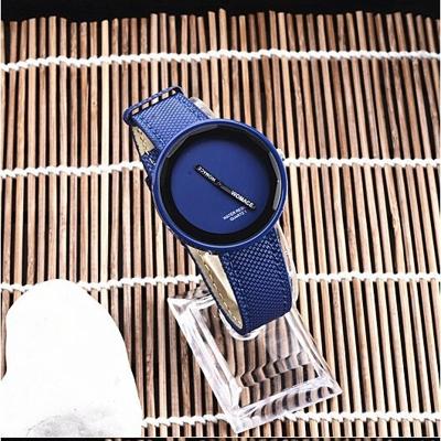 Eenvoudige stijl ronde Dial matte lederen band quartz horloge voor mannen/vrouwen (blauw)
