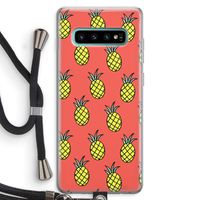 Ananas: Samsung Galaxy S10 Plus Transparant Hoesje met koord