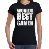 Worlds best gamer / werelds beste gamer cadeau t-shirt zwart dames - thumbnail